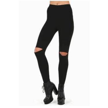 Imagem de Calça Legging Recorte No Joelho - Diluxo, M, Preto, feminino