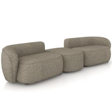 Imagem de Sofá 3 Lugares Para Sala Living Orgânico com Puff 302cm Luft P08 Linho