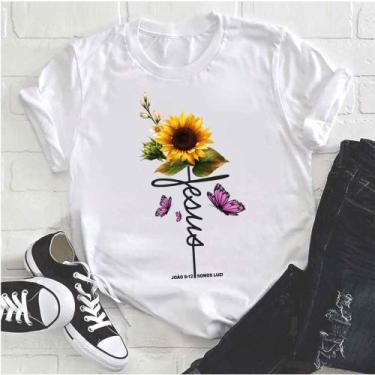 Imagem de Blusa T-shirt Camiseta Feminina Estampada -Girassol- Várias Estampas 1
