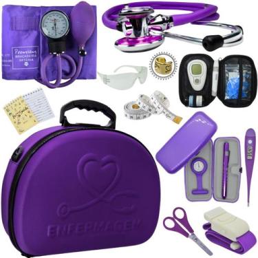 Imagem de Kit Enfermagem Maleta Exclusia Top Estagio Estetoscopio Aparelho De Pr