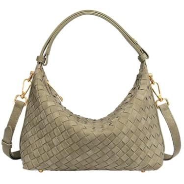 Imagem de Bolsa feminina de camurça, bolsa de ombro, retrô, transversal, bolsa de mão de embreagem de tecido despojado, bolsa crescente, Marrom pinho, Free