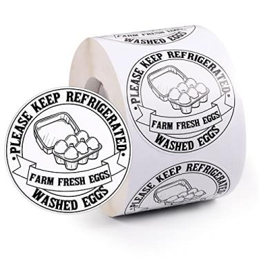 Imagem de 500 etiquetas de caixa de ovos frescos da fazenda, adesivos redondos de 5 cm, adesivos de caixa de ovos, embalagens de ovos para frango, pato, codorna (1 rolo)