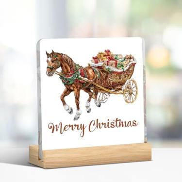 Imagem de Decoração engraçada de placa de Natal, decorações de Natal internas, decorações engraçadas de festa de feliz natal para escritório em casa, quarto, interior, acrílico 10 x 10 cm
