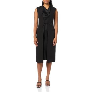 Imagem de HALSTON Vestido Jacklyn feminino em crepe e cetim, Preto (199), 15