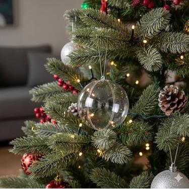 Imagem de 40 Unidades Esfera Acrílica Divisível 7cm Transparente | Bola Natalina Para Decoração, Artesanato, Lembrancinhas, Personalizados, Festas, DIY e Enfeites de Natal