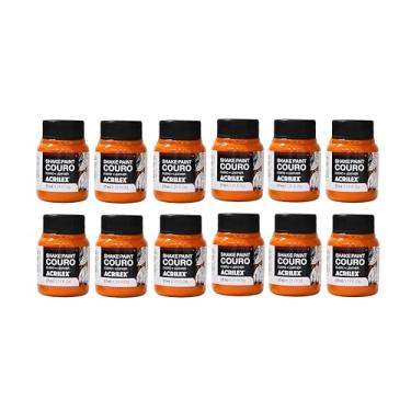 Imagem de Kit 12 Tintas Para Couro Acrilex Shake Paint 37ml Cor 105 Laranja – Alta Aderência, Cobertura Uniforme, Durabilidade e Acabamento Profissional
