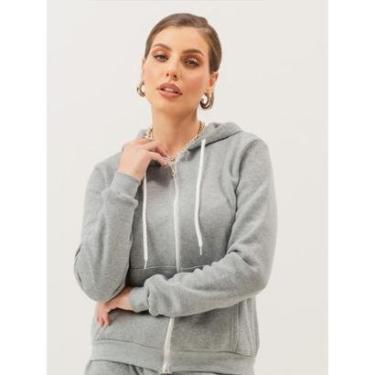 Imagem de Blusa de Frio Agasalho Abrigo Canguru Com Capuz Moletom-Feminino