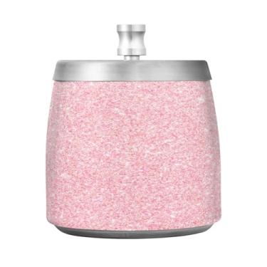 Imagem de JUZIHAI Cinzeiro de textura de glitter rosa com tampa, cinzeiro de aço inoxidável inodoro à prova de vento cinzeiro sem fumaça para escritório em casa, pátio, varanda, cigarro
