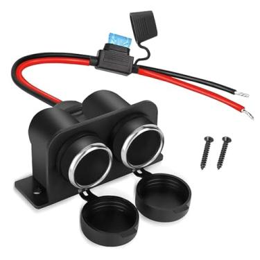 Imagem de Tomada de carro de substituição para isqueiro de 12 V com fusível de lâmina, divisor de 2 soquetes, plugue impermeável para carro, caminhão, quadriciclo, RV