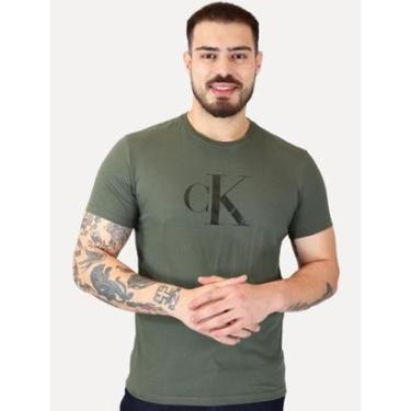 Imagem de Camiseta Calvin Klein Jeans Masculina CK Gel Verde Militar-Masculino