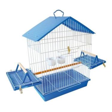 Imagem de Gaiola Calopsita E Pássaro Manso Teto Plástico Azul - Jel Past