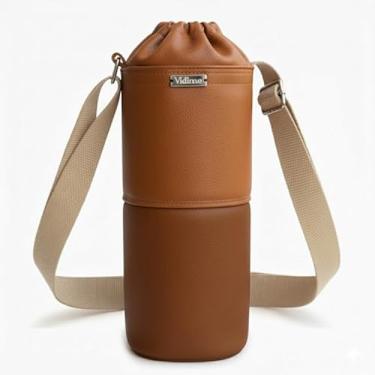 Imagem de Bolsa Térmica (CARAMELO COM MARROM) RAMIERE para Garrafa de 500 ML em Couro Sintético - Coleção Cores VERÃO 2026