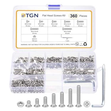 Imagem de DTGN Kit sortido de porcas e parafusos de cabeça chata M4-0.7 - 200 peças - Bom para máquinas - Conjunto de parafusos de máquina escareados Phillips de aço carbono com chave Allen - Preto