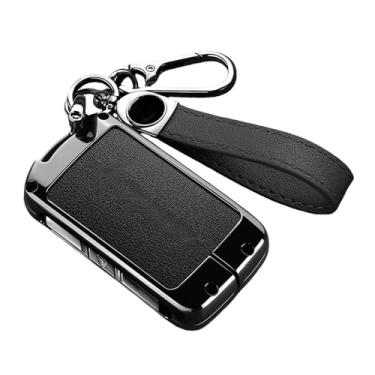 Imagem de Capa de couro para chave de carro, compatível com volvo 1 polestar 2 3 4 2024 2025, protetor, chaveiro, bolsa, acessórios(Black keyring)