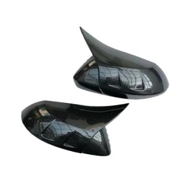Imagem de Capa para espelho retrovisor, capa compatível com toyota corolla 2019-2023, fibra de carbono ou preta brilhante, acessórios para carro