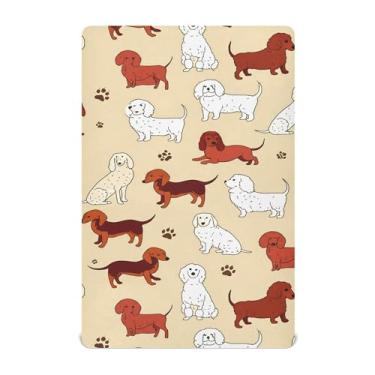 Imagem de SEHANY Lençol de berço de cachorro fofo para meninos e meninas, macio, respirável, elástico, lençol com elástico padrão para bebês de 71 x 132 cm