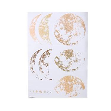 Imagem de SIWOTED Golden Moon Phase Padrão Adesivo de parede Decalque artístico Adesivo de fundo para decoração de quarto de casa