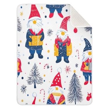 Imagem de Blueangle Cobertores de bebê fofos de gnomo de Natal para cochilo de carrinho de bebê, 76 x 101 cm, cobertores aconchegantes e macios unissex para meninos, meninas, crianças, bebês (522)