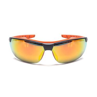 Imagem de Óculos Neon Vermelho Espelhado Antirrisco Antiembaçante UV Beach Tenis Corrida Volei Bike Esportivo