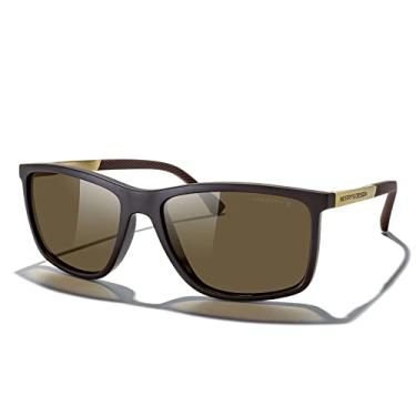 Imagem de MERRY'S Óculos de sol unissex retangulares polarizados para pesca, condução, golfe, têmpora de alumínio S8658, Armação marrom/lente marrom/hastes douradas, Lens Width: 58 Millimeters