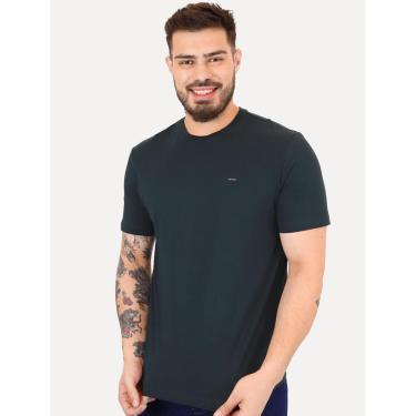 Imagem de Camiseta Calvin Klein Jeans Masculina Egyptian Cotton Rubber Patch Azul Marinho-Masculino