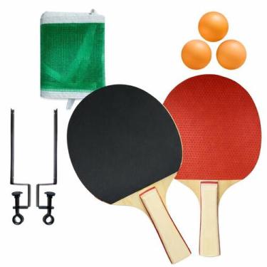 Imagem de Kit Ping Pong Tênis De Mesa 2 Raquetes 3 Bolinhas Redinha - CLICK HOUS