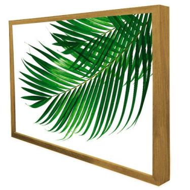 Imagem de Quadro Decorativo Floral Folha Palmada Verde em Moldura Caixa - TaCola