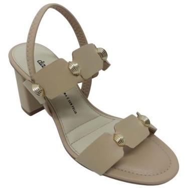 Imagem de Sandália Dakota Feminina Casual com Enfeite Dourado Salto 7,5cm, Vitel