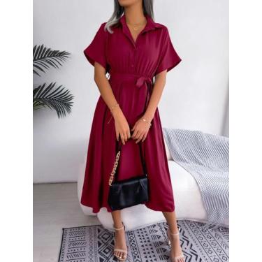 Imagem de Vestido Feminino De Verão Com Cadarço, Cintura Fina, Casual, Cor Sólid