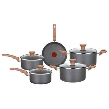 Imagem de Jogo de Panelas Rochedo Natural Stone 5 Peças, Cinza Claro, 5