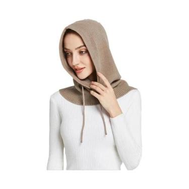Imagem de Gorro Feminino De Inverno Quente Em Cashmere Com Capuz E Gola Falsa In