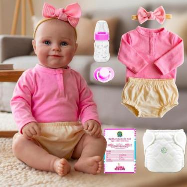 Imagem de Boneca Bebê Reborn Realista Corpinho Siliconado Com Acessórios Pode Da