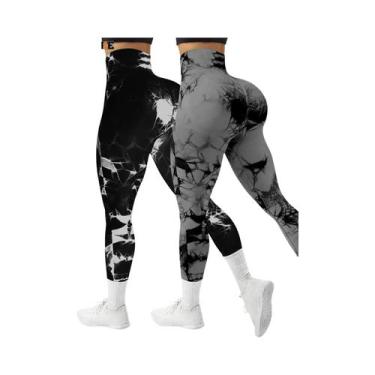 Imagem de Leggings Esportivas Sem Costura De Cintura Alta Tie Dye Para Mulheres,