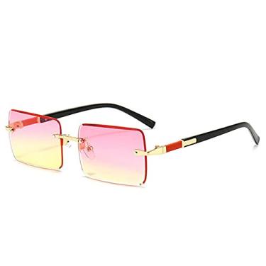 Imagem de Óculos de Sol Retangular Masculino Sem Aro Óculos de Sol Feminino UV400 Condução Gradiente Óculos Moda Óculos, 7,A