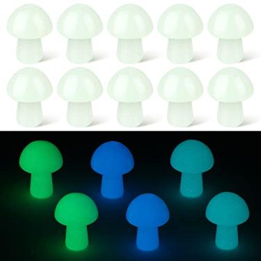Imagem de 15 peças de escultura de cogumelo de cristal decoração brilha no escuro cristais em forma de cogumelo natural escultura à mão mini cogumelo pedra polida decorações de cogumelo pedra preciosa quartzo cogumelo para decoração de jardim faça você mesmo