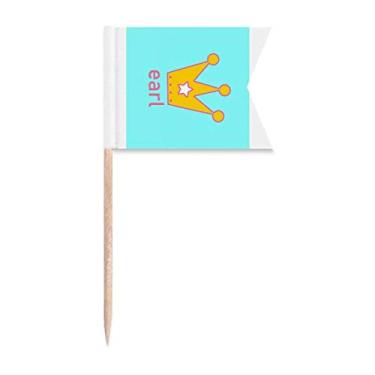 Imagem de Earl Astrid Stephanie Diadem Count bandeiras de palito de dente para marcação de bolo de festa, prato de queijo