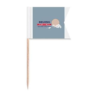 Imagem de Bandeiras de palito de dente China Beijing Great Hall People Marcação para Bolo Festa Comida Prato de Queijo