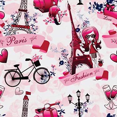 Imagem de Papel De Parede Adesivo Lavável Paris Rosa 15m