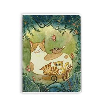 Imagem de Miaoji Pintura Gato Família Fantasia Caderno Goma Diário Capa Macia Diário