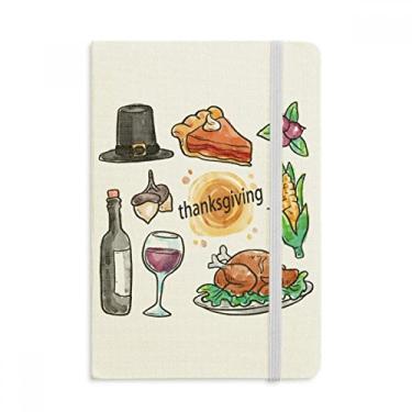 Imagem de Caderno com estampa de aquarela Happy Thanksgiving Day oficial de tecido capa dura para diário clássico