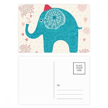 Imagem de Conjunto de cartão postal colorido com bandeira azul elefante chapéu vermelho cartão de felicitações de aniversário