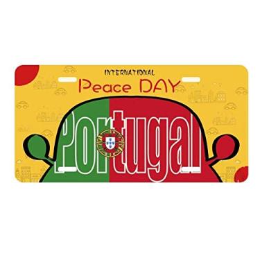 Imagem de DIYthinker Placa de licença com nome da bandeira de Portugal para decoração de carro, dia da paz