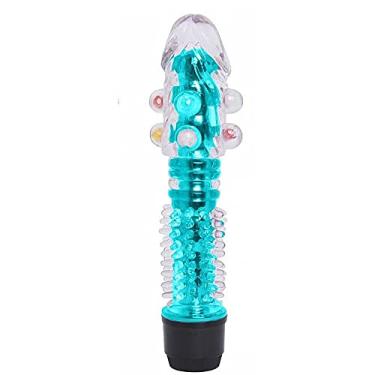 Imagem de Vibrador Personal Com Capa Peniana E Pérolas Com Textura Massageadora Feito De Silicone - 14,5 X 3,5 Cm Azul REF: PE011C