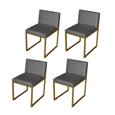 Imagem de Kit 4 Cadeiras Jantar Metálica Dourado Suede Vittar - Mafer - Móveis M