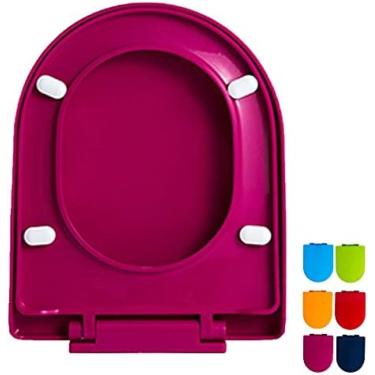 Imagem de Assento De Vaso Sanitário De Plástico Com Fechamento Macio, Assento De Vaso Sanitário De Tamanho Padrão De Liberação Rápida Resistente Para Família De Banheiro Com Dispositivo Ajustável,Rosa Verme
