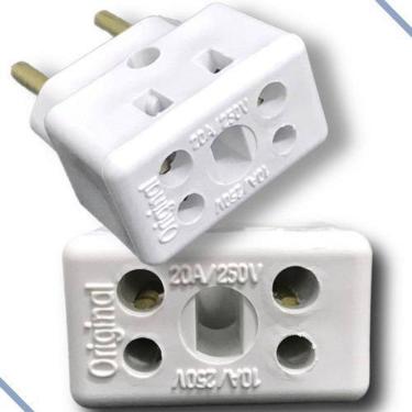 Imagem de Adaptador Tomada 10A/20A 250V - Eletrogm - Pacote c/ 3