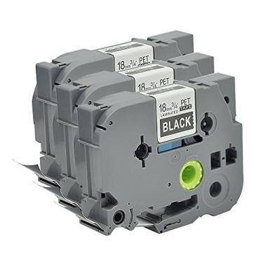 Imagem de Cartucho de fita de etiquetagem P Touch Label TZ345 TZo345 TZe Label Orison branco sobre preto compatível com Brother Label Maker Tape Tape 18 mm 3/4 polegadas 8 m refis de cassete