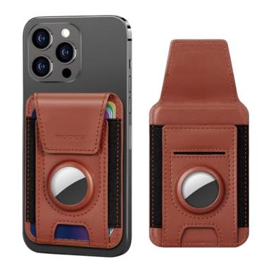 Imagem de nuoku Suporte magnético para cartão, compatível com carteira Magsafe para suporte de Airtag, carteira magnética para iPhone série 15/14/13/12, não serve para 13 mini/12 mini, serve no máximo 6 cartões