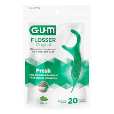 Imagem de Flosser GUM Original, Fio Dental com haste, Sabor Menta, 20 unid., Gum, Verde, 20