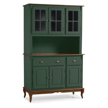 Imagem de Cristaleira Arca e Oratório 6 Portas 2 Gavetas Hannover 60804 - Verde Musgo/Imbuia Glazer